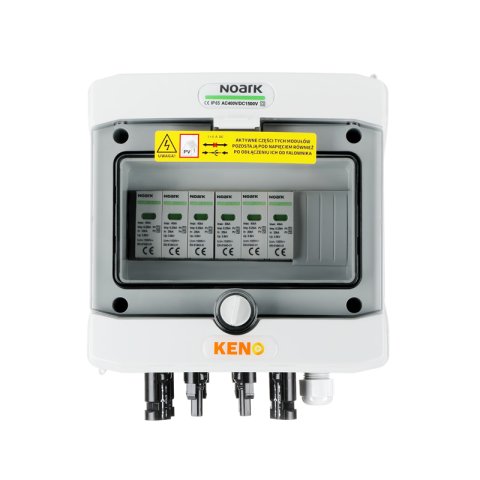 DC csatlakozódoboz DC Noark 1000V T1+2 túlfeszültség levezetővel, 2x PV sztring, 2x MPPT