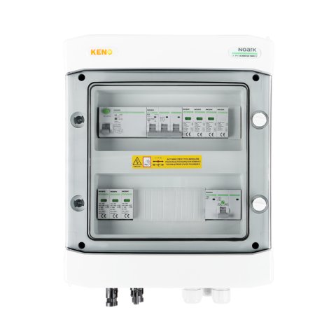 DC + AC csatlakozódoboz túlfeszültség-levezetővel Noark 1000V típus 1 + 2, 1 x PV string, 1 x MPPT // AC limit Noark type 1 + 2, 16 3-F, RCD type A 40A / 100mA, FR 100A