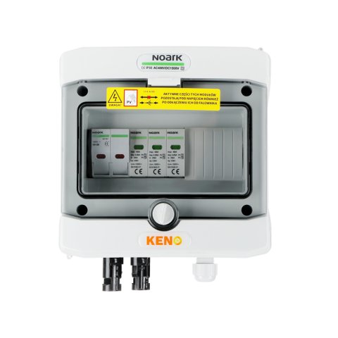 DC csatlakozódoboz túlfeszültség-levezetővel Noark DC 1000V T1+2, 1x PV string, 1x MPPT, 2x védelmi trans. 15A