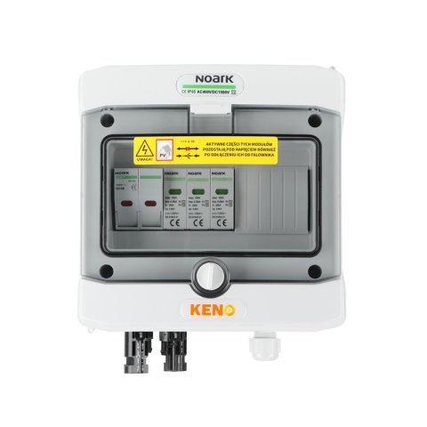 DC biztonsági elosztó Noark 1000V-os túlfeszültség levezetővel T1+2, 1xPV string, 1xMPPT // Noark AC T1+2, 10A 3-F
