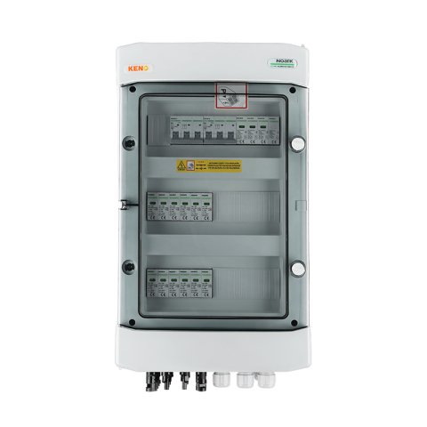 DC + AC biztonsági elosztó Noark 1000 V túlfeszültség-levezetővel T1+2, 4 x PV string, 4 MPPT // lim. AC Noark T1+2, 2x50A 3-F