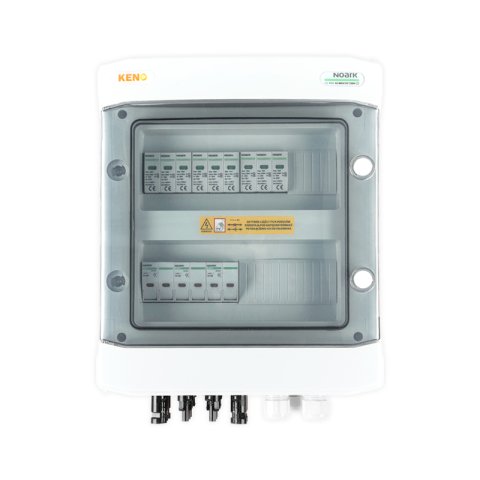 DC + AC biztonsági elosztó Noark 1000 V túlfeszültség-levezetővel T1+2, 3 x PV string, 3 x MPPT // lim. AC Noark T1+2, 63A 3-F