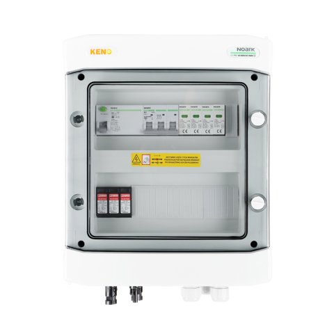DC + AC biztonsági elosztó 1000 V túlfeszültség-levezetővel T2, 1 x PV string, 1 x MPPT // lim. AC T2, 25A 3-F, RCD 40A/100mA