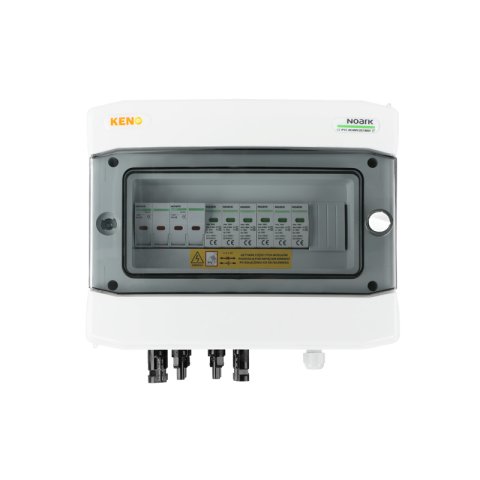 DC biztonsági elosztó Noark túlfeszültség-levezetővel 1000V T1+2, 2 x PV string, 4 x MPPT, 4 x védelmi trans. 20A