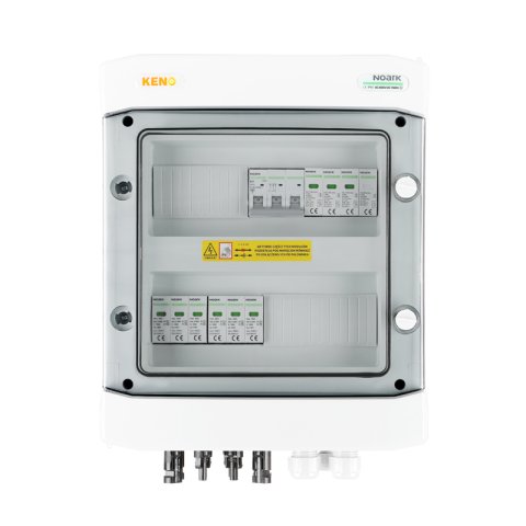 DC + AC biztonsági elosztó Noark túlfeszültség-levezetővel 1000V T1+2, 2 x PV string, 2 x MPPT // limited AC Noark T1+2, 20A 3-F