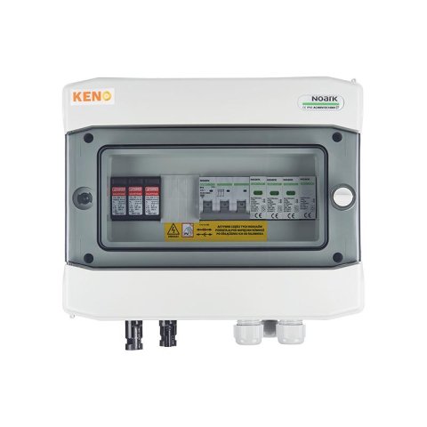 DC+AC biztonsági elosztó 1000V-os túlfeszültség-levezetővel típus 1+2, 1x PV string, 1x MPPT // AC surge arrester type 1+2, 10A 3-F