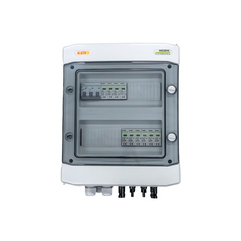 DC+AC elosztó doboz 1000V-os túlfeszültség-levezetővel Noark type 2, 2x PV string, 2x MPPT SPD AC Noark type 2, 16A 3-F