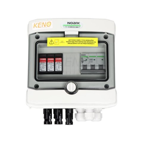 DC+AC elosztódoboz 1000V-os túlfeszültség-levezetővel típus 2, 2x PV string, 1x MPPT // 16A 3-F
