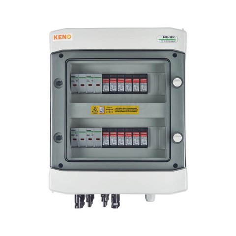 DC biztonsági elosztó 1000V-os túlfeszültség-levezetővel típus 1+2, 4x PV string, 4x MPPT, 8x15A túláram védelem