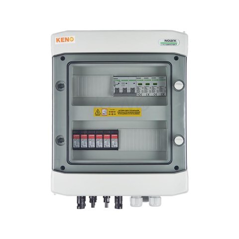 DC+AC biztonsági elosztó 1000V-os túlfeszültség-levezetővel típus 1+2, 2x PV string, 2x MPPT // AC Túlfeszültség-levezető típus 1+2, 20A 3-F