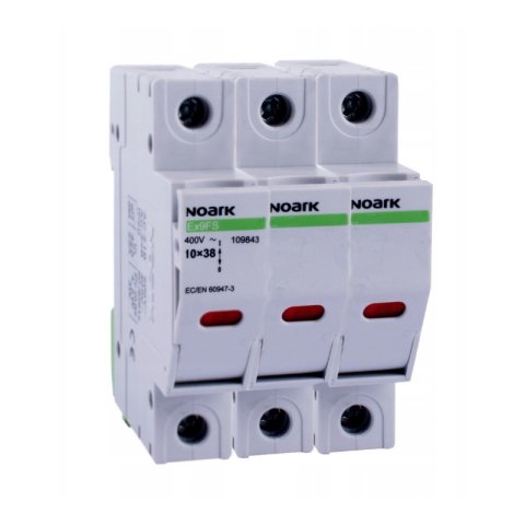 AC biztosítékkapcsoló 10x38 mm-es betétekhez, 3 pólusú, 32A