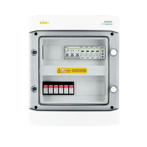 DC+AC biztonsági elosztó 1000V-os túlfeszültség-levezetővel típus 2, 2x PV string, 2x MPPT, túláram védelem 4x15A // 20A 1-F