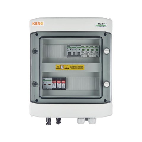 DC+AC biztonsági elosztó 1000V-os túlfeszültség-levezetővel típus 2, 1x PV string, 1x MPPT, túláram védelem 2x15A// AC Túlfeszültség-levezető típus 2, 16A 3-F