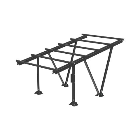 MAGNELIS egyállásos autóbeálló - modulok nélkül. 2050x1134 és 2465x1134 közötti méretű modulokkal kompatibilis (bilincsek és imbuszcsavarok nélkül), fekete RAL 9005 színben.