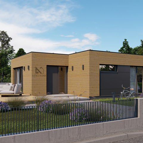 A1-es moduláris ház, CLT technológiával, egyszintes, hasznos alapterület 54,85 m2