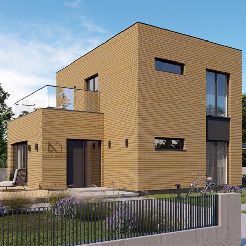 A3-as moduláris ház, CLT technológiával, kétszintes, hasznos alapterület 90,63 m2