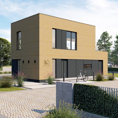B3 moduláris ház, CLT technológiával, kétszintes, hasznos alapterület 91,95 m2