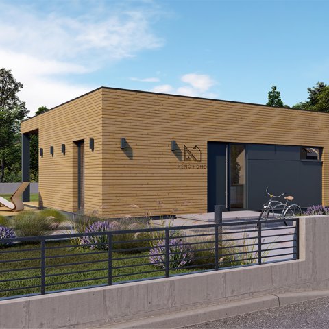 C1 moduláris ház, CLT technológiával, egyszintes, hasznos alapterület 54,48 m2