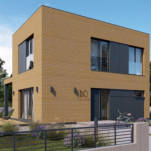 C3 moduláris ház, CLT technológia, kétszintes, hasznos alapterület 104,28 m2
