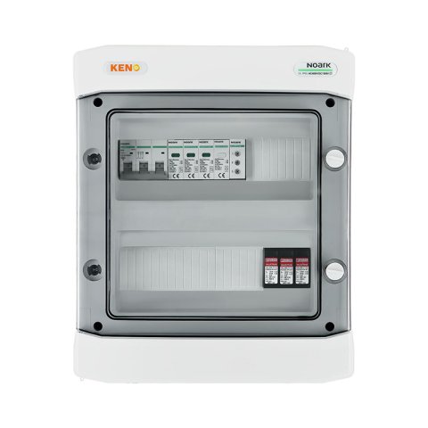DC+AC biztonsági elosztó 1000V-os túlfeszültség-levezetővel 1+2, 1x PV string, 1x MPPT // AC Túlfeszültség-levezető típus 1+2, 16A 3-F, fázisjelzés