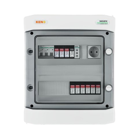 DC+ AC biztonsági elosztó Phoenix 1000V Túlfeszültség-levezető típus 2, 2 x PV string, 2 x MPPT // Phoenix Túlfeszültség-levezető típus 2, Kismegszakító 32A 3-F, fázisjelzés + socket