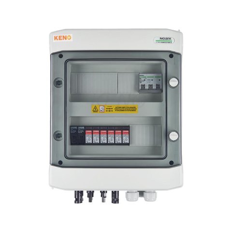 DC+AC biztonsági elosztó 1000V-os túlfeszültség-levezetővel típus 1+2, 2x PV string, 2x MPPT, túláram védelem 2x10A // 20A 3-F