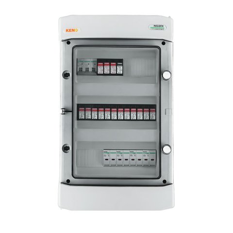 DC+ AC biztonsági elosztó Phoenix 1000V Túlfeszültség-levezető típus 1+2, 4x PV string, 4x MPPT, túláram védelem 8x15A// Phoenix AC Túlfeszültség-levezető típus 1+2, 50A 3-F