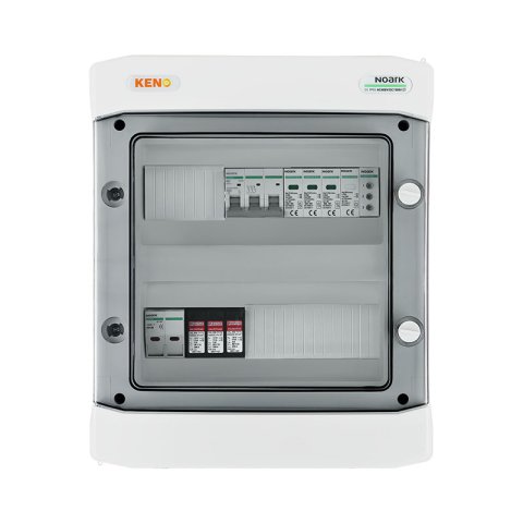 DC+AC biztonsági elosztó 1000V-os túlfeszültség-levezetővel típus 1+2, 1 x PV string, 1 x MPPT, túláram védelem 2x20A // AC Túlfeszültség-levezető típus 1+2, 20A 3-F, fázisjelzés