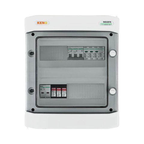 DC+AC biztonsági elosztó 1000V-os túlfeszültség-levezetővel típus 1+2, 1 x PV string, 1 x MPPT, túláram védelem 2x 20A // AC Túlfeszültség-levezető típus 1+2, 20A 3-F