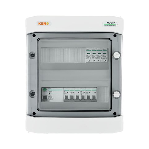 Inverter elosztódoboz AC Túlfeszültség-levezető típus 2, 2x 16A 3-F, 40A/300ma RCB Kismegszakító