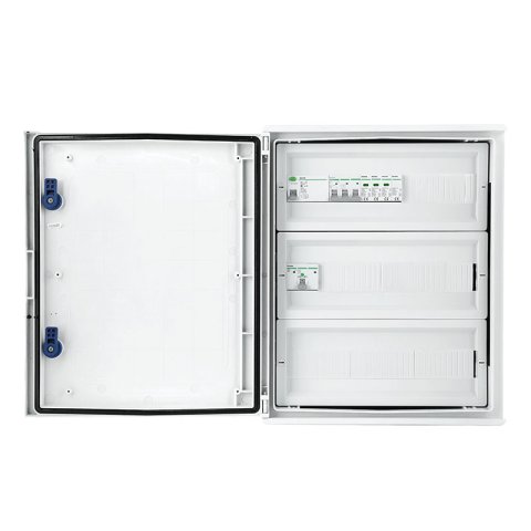 Inverter IP66 elosztódoboz túlfeszültség-levezetővel típus 1+2, 32A 3-F, 40A/300ma RCB Kismegszakító, FR 100A