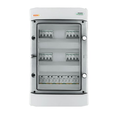 DC elosztódoboz túlfeszültség-levezetővel Citel 25kA 1000V típus 1+2, 4x PV string, 4x MPPT, 4x DC szakaszoló kapcsoló 16A