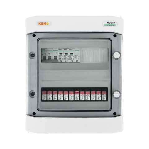 DC+ AC biztonsági elosztó 1000V-os túlfeszültség-levezetővel típus 1+2, 4x PV string, 4x MPPT // AC Túlfeszültség-levezető típus 1+2, 40A 3-F
