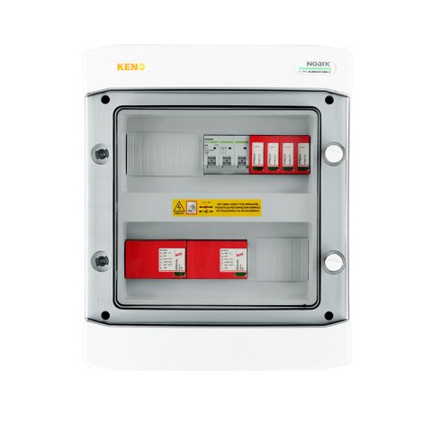 DC+ AC biztonsági elosztó Dehn típus 1+2 túlfeszültség-levezető 1000V, 2 x PV string, 2 x MPPT // Dehn típus 2, 16A 3-F AC túlfeszültség-levezető