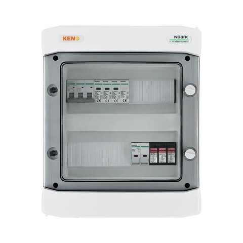 DC+AC biztonsági elosztó 1000V-os túlfeszültség-levezetővel típus 1+2, 1 x PV string, 1 x MPPT, túláram védelem 2x15A // AC Túlfeszültség-levezető típus 1+2, 25A 3-F