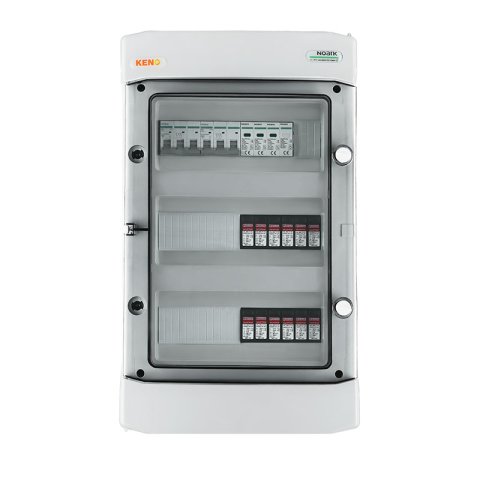 DC+AC biztonsági elosztó 1000V-os túlfeszültség-levezetővel típus 1+2, 4x PV string, 4x MPPT // AC Túlfeszültség-levezető típus 1+2, 2x50A 3-F