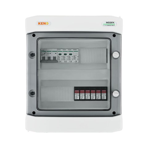 DC+AC biztonsági elosztó 1000V-os túlfeszültség-levezetővel típus 1+2, 2 x PV string, 2 x MPPT // AC Túlfeszültség-levezető típus 1+2, 16A 3-F (csatlakozók nélkül)