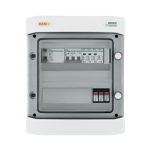 DC+AC biztonsági elosztó 1000V-os túlfeszültség-levezetővel típus 1+2, 1x PV string, 1x MPPT // AC Túlfeszültség-levezető típus 1+2, 16A 3-F, RCD 100mA/40A