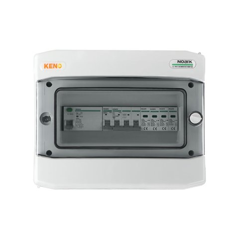 Inverter elosztódoboz AC Túlfeszültség-levezető típus 2, 16A 3-F, RCD 63A/100mA + söntleválasztó