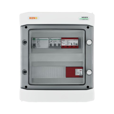 DC+AC biztonsági elosztó Dehn típus 1+2 túlfeszültség-levezető 1000V, 1 x PV string, 1 x MPPT // Dehn AC Túlfeszültség-levezető típus 1+2, 10A 3-F, pink. 100mA 40A