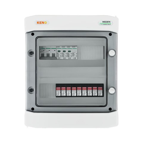DC+AC biztonsági elosztó 1000V-os túlfeszültség-levezetővel típus 1+2, 3x PV string, 3x MPPT // AC Túlfeszültség-levezető típus 1+2, 63A 3-F