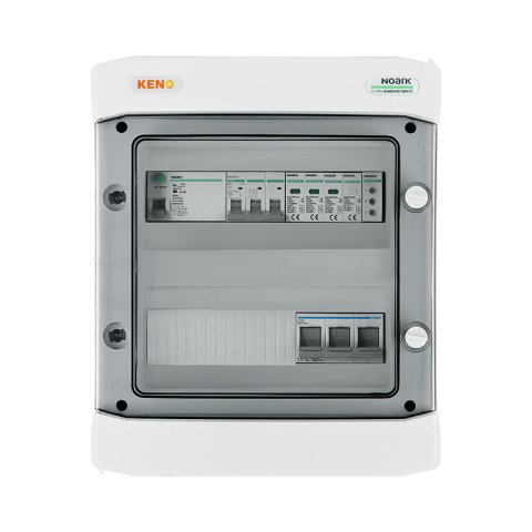 Inverter biztonsági elosztó AC Túlfeszültség-levezető típus 1+2, biztosíték 50A, 50A 3-F, RCD 63A/300mA, fázisjelzés
