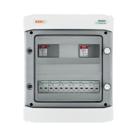 DC biztonsági elosztó túlfeszültség-levezetővel Phoenix 12.5 kA 1000V típus 1+2, 6x PV string, 2x MPPT, 6x output, 12x túláram védelem 15A