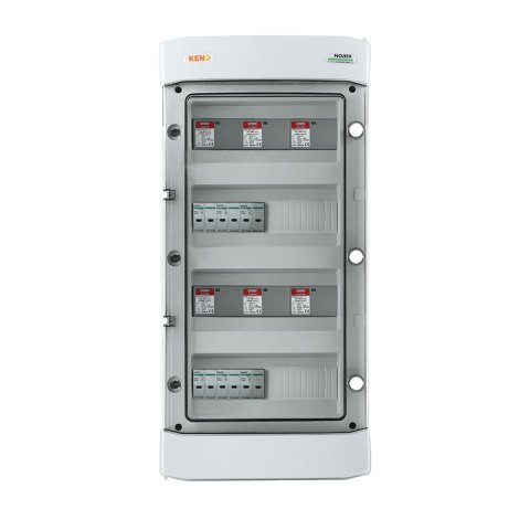 DC biztonsági elosztó 1000V-os túlfeszültség-levezetővel típus 1+2, 6x PV string, 6x MPPT, túláram védelem 12x15A