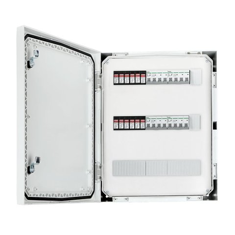 Biztonsági elosztó IP 66 túlfeszültség-levezető DC 1000V típus 1+2, 4x PV string, 4x MPPT, 4x DC 4P 32A 1000V szakaszoló kapcsoló