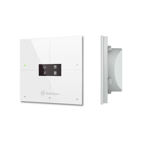 Intelligens panel Grenton / 4 érintőmező / OLED kijelző / Wi-Fi / fehér üveg előlap