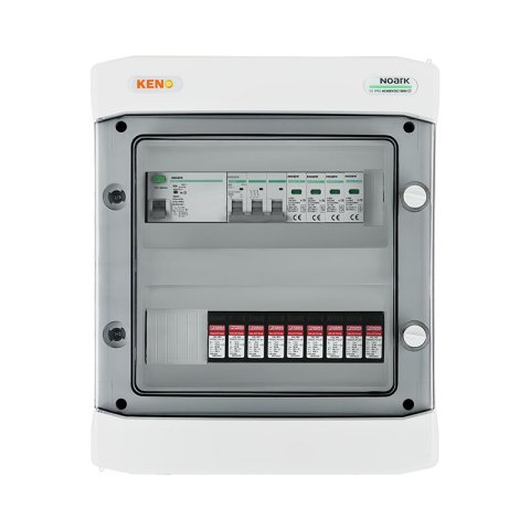 DC + AC biztonsági elosztó 1000V-os túlfeszültség-levezetővel típus 2, 3 x PV string, 3 x MPPT // lim. AC típus 2, 3-F 63A RCD típus A 63A/300 mA