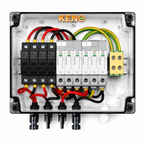 ALLVIEW biztonsági elosztó DC 1000V Túlfeszültség-levezetővel típus 2, 2xPV string, 2xMPPT, 4x védelmi transz. 15A