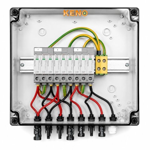 ALLVIEW biztonsági elosztó DC 1000V 12,5kA Túlfeszültség-levezetővel típus 1+2, 3xPV string, 3xMPPT