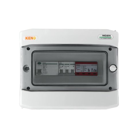 Inverter csatlakozó kapcsolóberendezés Dehn 1+2 típusú AC túlfeszültség-levezetővel, 16A 3-F, A típusú RCD 40A/300mA